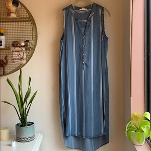 Denim mid length sleeveless dress